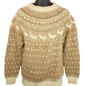 Reindeer Sweater Vintage 80s Strawbridge & Clothier Fair Isle Nordic Christmas